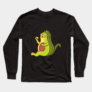 Avocado cat, vegan, Avogado kitty, Avocato kitten, go vegan, vegetarian Long Sleeve T-Shirt